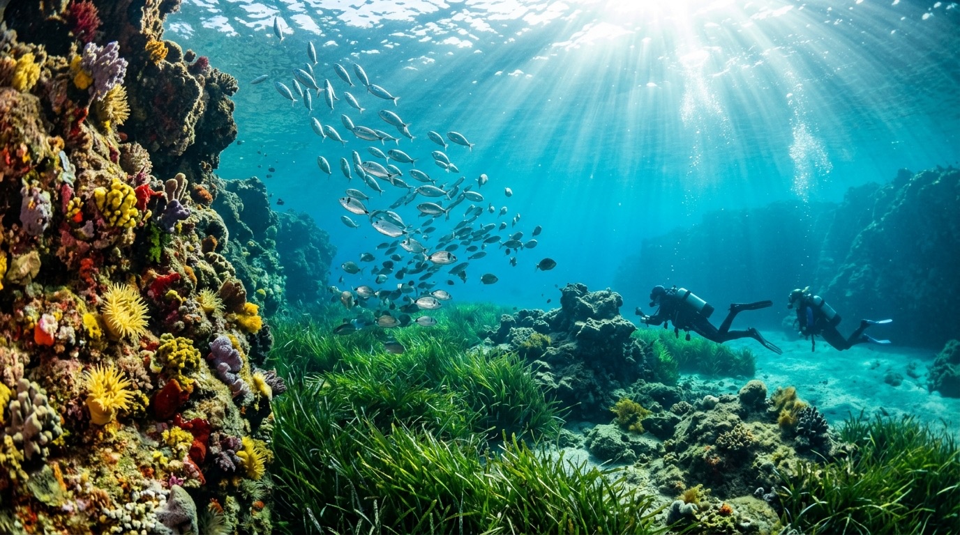 Pristine sea cliffs and emerald waters of the Maro-Cerro Gordo Natural Reserve